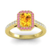Halo Emerald Cut Shakti Ring, 7x5mm