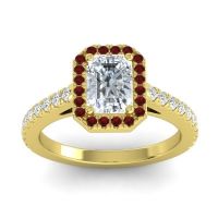 Halo Emerald Cut Shakti Ring, 7x5mm