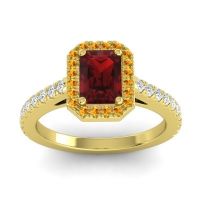 Halo Emerald Cut Shakti Ring, 7x5mm