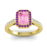 Halo Emerald Cut Shakti Ring, 7x5mm
