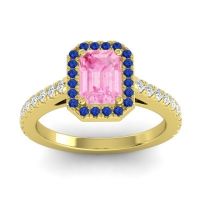 Halo Emerald Cut Shakti Ring, 7x5mm