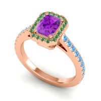 Halo Emerald Cut Shakti Ring, 7x5mm