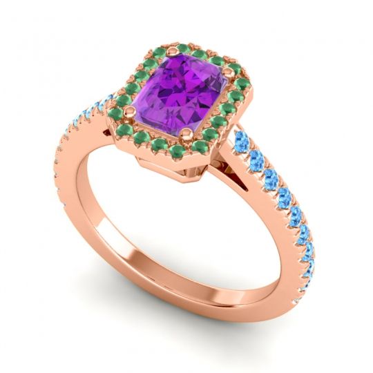 Halo Emerald Cut Shakti Ring, 7x5mm