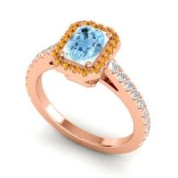 Halo Emerald Cut Shakti Ring, 7x5mm