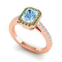 Halo Emerald Cut Shakti Ring, 7x5mm