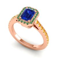 Halo Emerald Cut Shakti Ring, 7x5mm