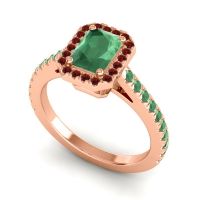 Halo Emerald Cut Shakti Ring, 7x5mm