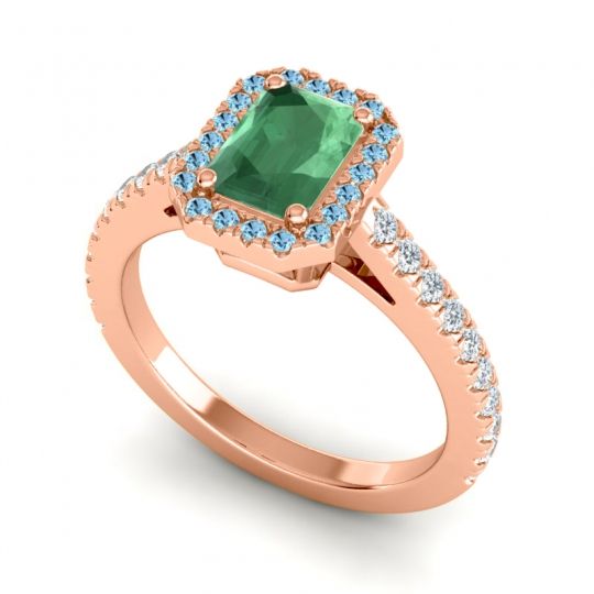 Halo Emerald Cut Shakti Ring, 7x5mm