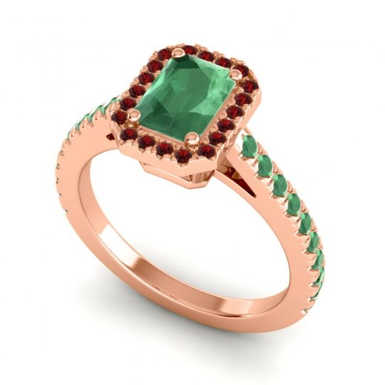 Halo Emerald Cut Shakti Ring, 7x5mm