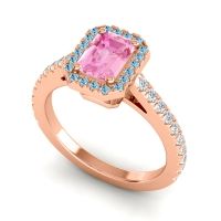 Halo Emerald Cut Shakti Ring, 7x5mm