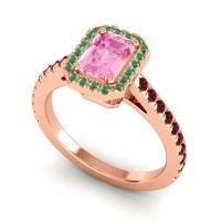 Halo Emerald Cut Shakti Ring, 7x5mm