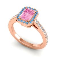 Halo Emerald Cut Shakti Ring, 7x5mm