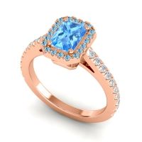 Halo Emerald Cut Shakti Ring, 7x5mm