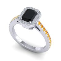 Halo Emerald Cut Shakti Ring, 7x5mm