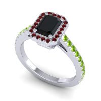 Halo Emerald Cut Shakti Ring, 7x5mm