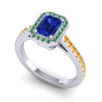 Halo Emerald Cut Shakti Ring, 7x5mm