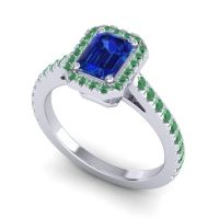 Halo Emerald Cut Shakti Ring, 7x5mm