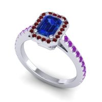 Halo Emerald Cut Shakti Ring, 7x5mm