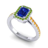 Halo Emerald Cut Shakti Ring, 7x5mm