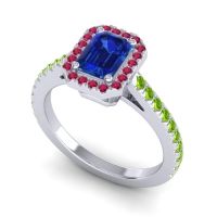 Halo Emerald Cut Shakti Ring, 7x5mm