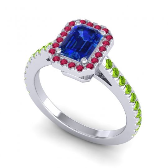 Halo Emerald Cut Shakti Ring, 7x5mm