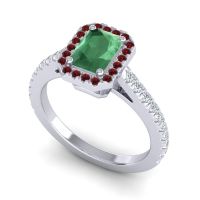 Halo Emerald Cut Shakti Ring, 7x5mm