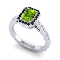 Halo Emerald Cut Shakti Ring, 7x5mm