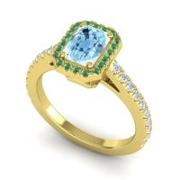 Halo Emerald Cut Shakti Ring, 7x5mm