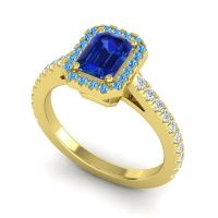 Halo Emerald Cut Shakti Ring, 7x5mm