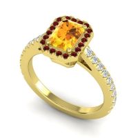 Halo Emerald Cut Shakti Ring, 7x5mm