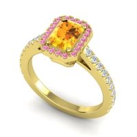 Halo Emerald Cut Shakti Ring, 7x5mm