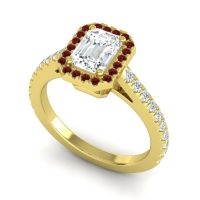 Halo Emerald Cut Shakti Ring, 7x5mm