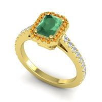 Halo Emerald Cut Shakti Ring, 7x5mm