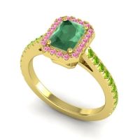 Halo Emerald Cut Shakti Ring, 7x5mm