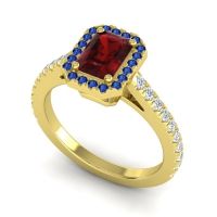 Halo Emerald Cut Shakti Ring, 7x5mm