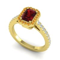 Halo Emerald Cut Shakti Ring, 7x5mm