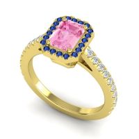 Halo Emerald Cut Shakti Ring, 7x5mm