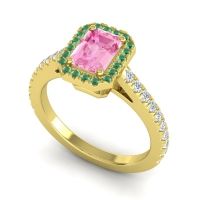 Halo Emerald Cut Shakti Ring, 7x5mm