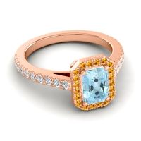 Halo Emerald Cut Shakti Ring, 7x5mm