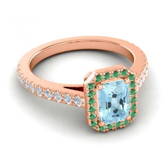 Halo Emerald Cut Shakti Ring, 7x5mm