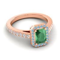 Halo Emerald Cut Shakti Ring, 7x5mm