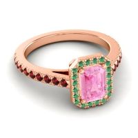 Halo Emerald Cut Shakti Ring, 7x5mm
