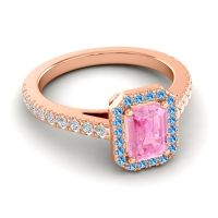 Halo Emerald Cut Shakti Ring, 7x5mm