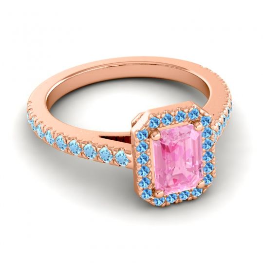 Halo Emerald Cut Shakti Ring, 7x5mm