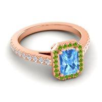 Halo Emerald Cut Shakti Ring, 7x5mm