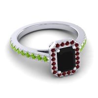 Halo Emerald Cut Shakti Ring, 7x5mm