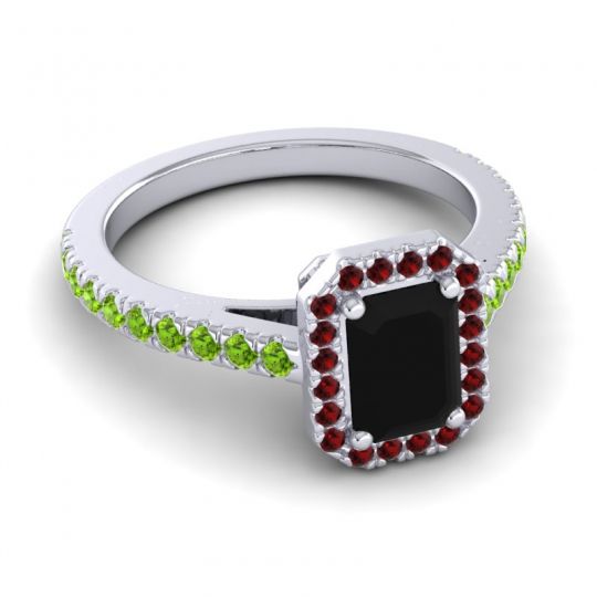 Halo Emerald Cut Shakti Ring, 7x5mm