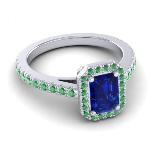 Halo Emerald Cut Shakti Ring, 7x5mm