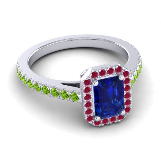 Halo Emerald Cut Shakti Ring, 7x5mm