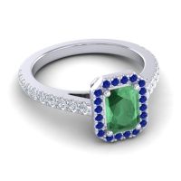 Halo Emerald Cut Shakti Ring, 7x5mm